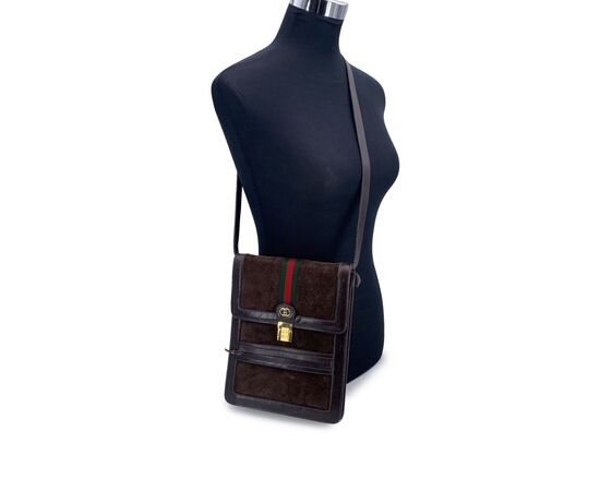 GUCCI Borsa a Tracolla Vintage in Camoscio Col. Marrone Ophidia M