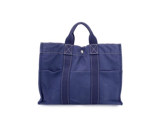 HERMES Borsa Shopper Vintage in Cotone Col. Blu Fourre-Tout M