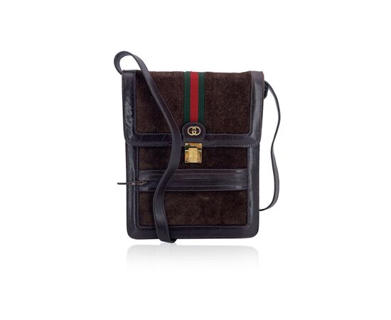 GUCCI Borsa a Tracolla Vintage in Camoscio Col. Marrone Ophidia M