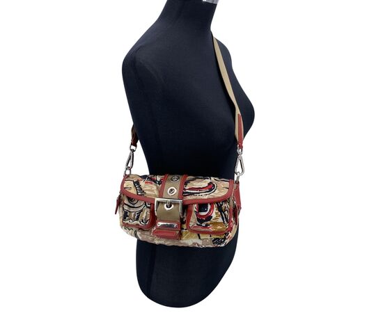 PRADA Borsa a Tracolla in Tela Col. Multicolore Tessuto S