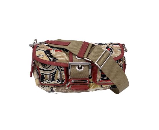 PRADA Borsa a Tracolla in Tela Col. Multicolore Tessuto S