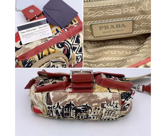 PRADA Borsa a Tracolla in Tela Col. Multicolore Tessuto S