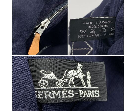HERMES Borsa Shopper Vintage in Cotone Col. Blu Fourre-Tout M