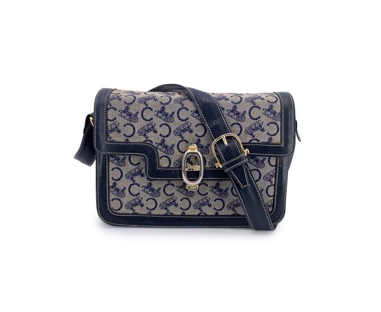 CELINE Borsa a Tracolla Vintage in Tela Col. Blu Clasp box M
