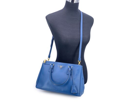 PRADA Borsa Shopper in Pelle Col. Blu Galleria M
