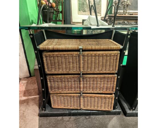 Mobile Bar in Steel with Wicker by Toni Cordero, 1980s