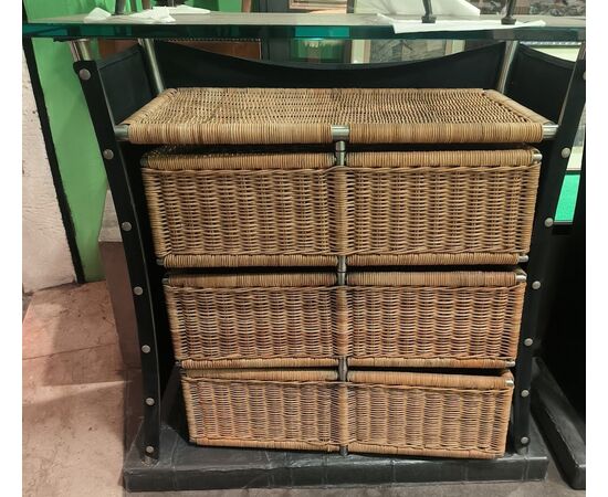 Mobile Bar in Steel with Wicker by Toni Cordero, 1980s