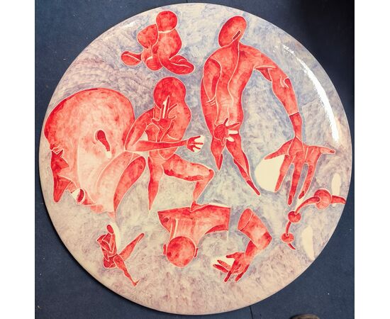 Large Ceramic Figuratista Plate by Massimo Biagi Miradario, 2009 - D 74 cm , H 6 cm. ITALY
