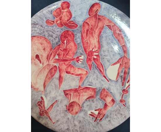 Large Ceramic Figuratista Plate by Massimo Biagi Miradario, 2009 - D 74 cm , H 6 cm. ITALY