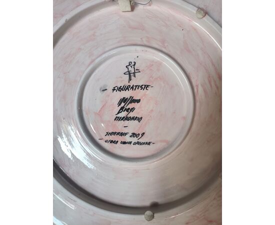 Large Ceramic Figuratista Plate by Massimo Biagi Miradario, 2009 - D 74 cm , H 6 cm. ITALY
