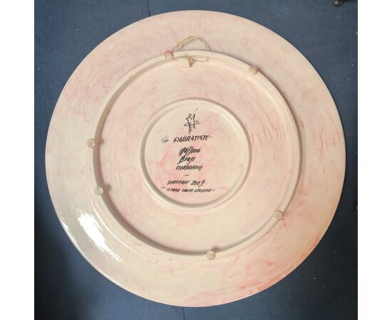 Large Ceramic Figuratista Plate by Massimo Biagi Miradario, 2009 - D 74 cm , H 6 cm. ITALY