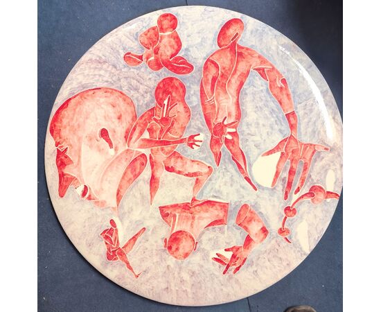 Large Ceramic Figuratista Plate by Massimo Biagi Miradario, 2009 - D 74 cm , H 6 cm. ITALY