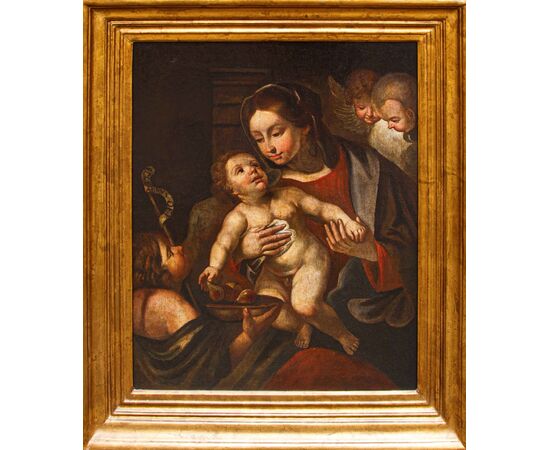 Scuola italiana, XVII secolo, Madonna con il Bambino e San Giovannino