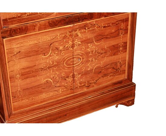 Secretaire francese stile Carlo X riccamente intarsiato in Palissandro metà 1800