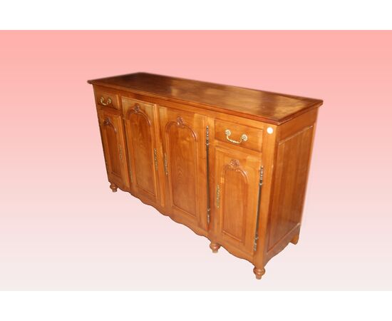 Credenza francese in legno di ciliegio 4 porte con cassetti di inizio 1900