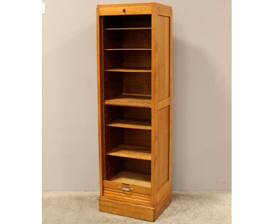 Antico classificatore archivio schedario serranda in rovere