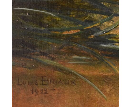 QUADRI ANTICHI, ART DECO, NATURA MORTA, FIORI DI GAROFANI E LIBRO, OLIO SU CARTONE, XX. (QF671)