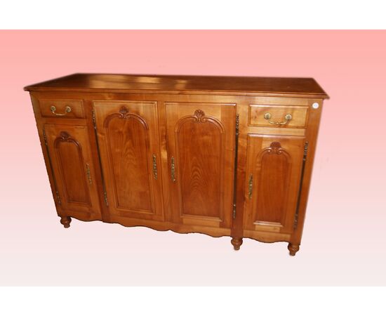 Credenza francese in legno di ciliegio 4 porte con cassetti di inizio 1900