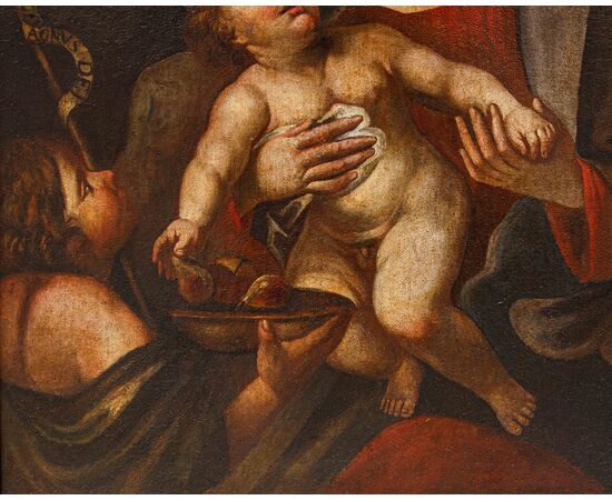Scuola italiana, XVII secolo, Madonna con il Bambino e San Giovannino
