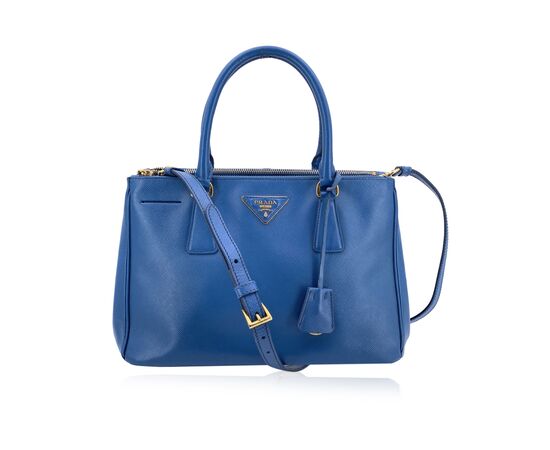 PRADA Borsa Shopper in Pelle Col. Blu Galleria M