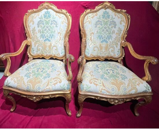 Eccezionale Coppia poltrone - Venezia . “Ca’ Rezzonico” 1750 c.a