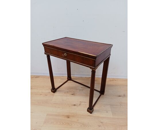 Tavolino impero a colonna - noce - primi 800 - toilette - console comodino - con segreti