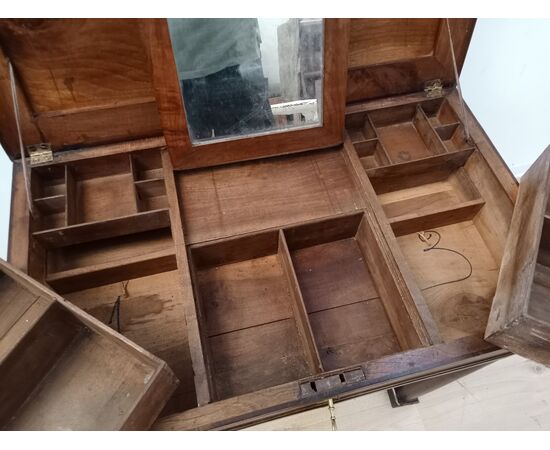 Tavolino impero a colonna - noce - primi 800 - toilette - console comodino - con segreti