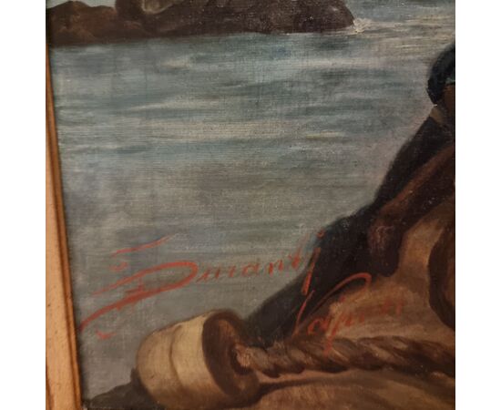 Pescatore napoletano pittura dell’800 firmato Duranti alta qualità  
