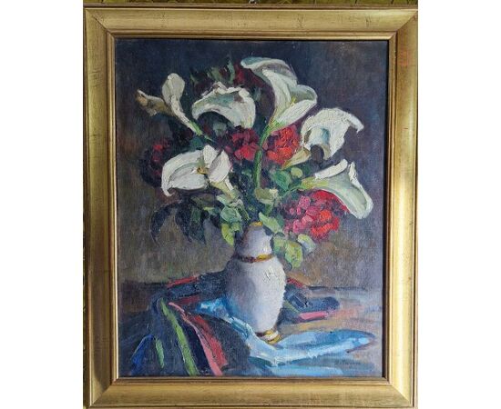 Vaso di fiori con Calla  pittore G.Payen Francia