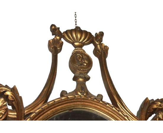Specchiera ovale Francese di inizio 1900 Dorata