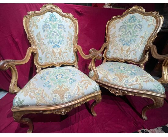 Eccezionale Coppia poltrone - Venezia . “Ca’ Rezzonico” 1750 c.a