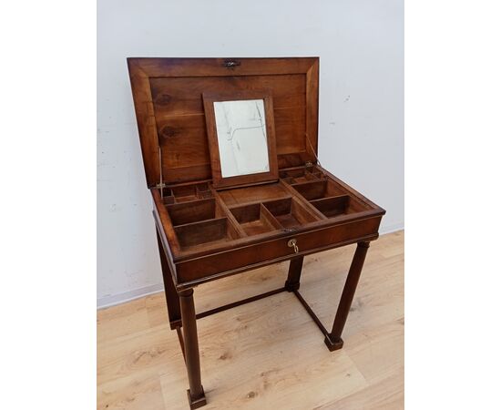 Tavolino impero a colonna - noce - primi 800 - toilette - console comodino - con segreti