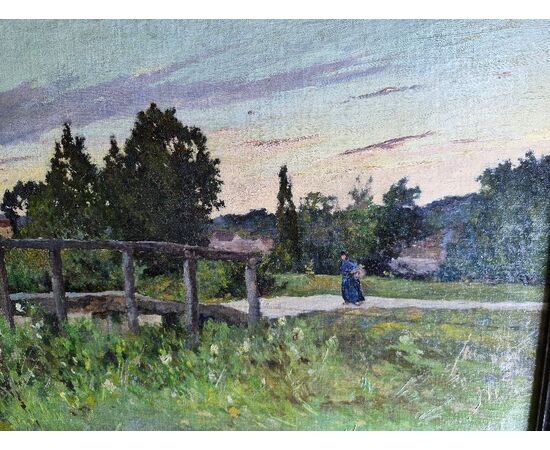 Paesaggio della campagna francese pittore COPPENOLLE EDMOND 1846 -1914