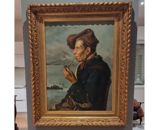Pescatore napoletano pittura dell’800 firmato Duranti alta qualità  
