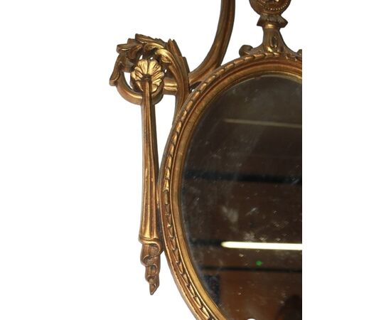 Specchiera ovale Francese di inizio 1900 Dorata