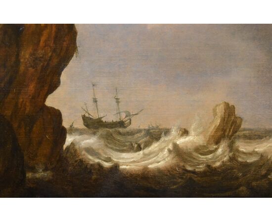 Veduta marina con vascelli, Julius Porcellis (Rotterdam 1610 – 1645 Leiden) attribuibile