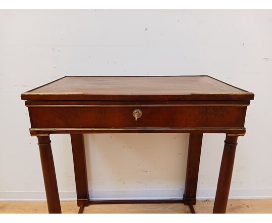 Tavolino impero a colonna - noce - primi 800 - toilette - console comodino - con segreti