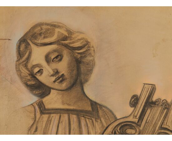 Eliodoro Coccoli (Brescia 1880 – 1974) -  Angelo che suona la cetra, 1923