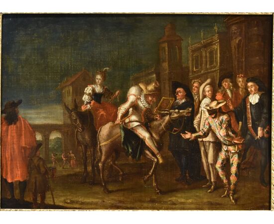 Carnevale a Venezia con arlecchino, Marco Marcola (Verona, 1711 - 1780)