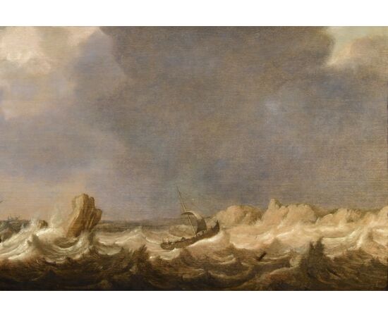 Veduta marina con vascelli, Julius Porcellis (Rotterdam 1610 – 1645 Leiden) attribuibile