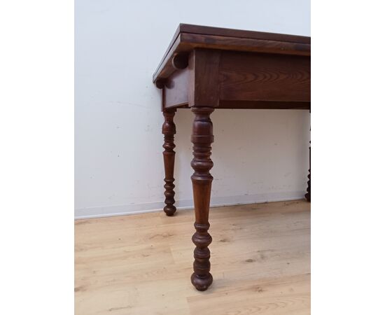 Tavolo allungabile a tiro in castano - arte povera - primi. 900 - allungato arriva a  222 cm!