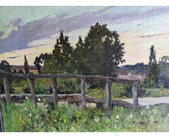Paesaggio della campagna francese pittore COPPENOLLE EDMOND 1846 -1914