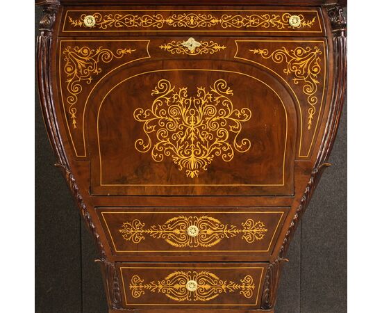 Grande secrétaire austriaco intarsiato in stile Biedermeier