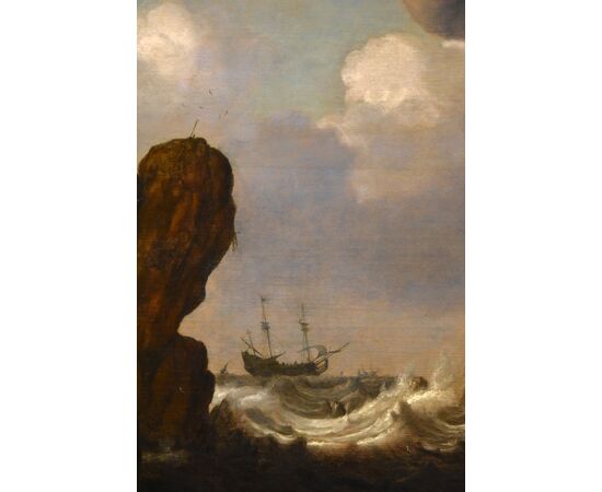 Veduta marina con vascelli, Julius Porcellis (Rotterdam 1610 – 1645 Leiden) attribuibile