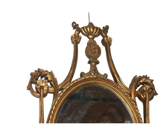 Specchiera ovale Francese di inizio 1900 Dorata