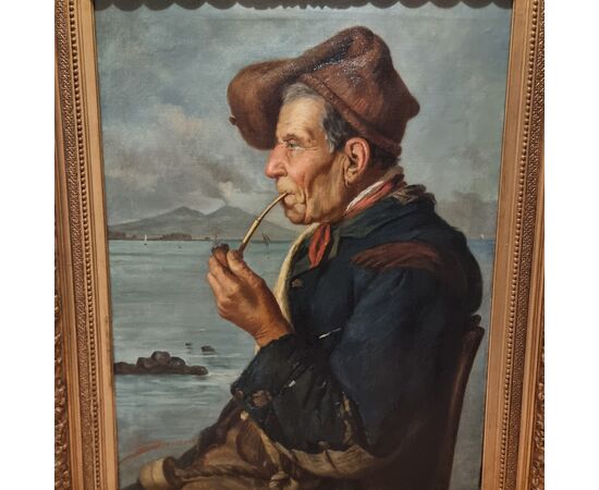 Pescatore napoletano pittura dell’800 firmato Duranti alta qualità  