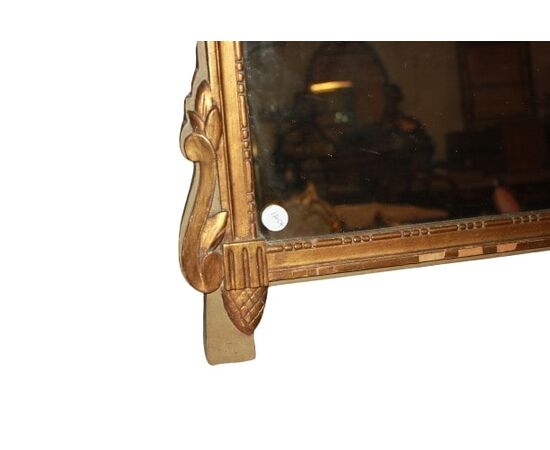 Specchiera francese stile Luigi XVI dorata foglia oro XIX secolo
