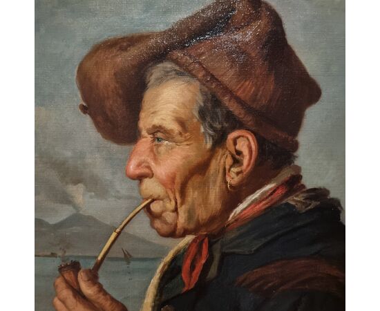 Pescatore napoletano pittura dell’800 firmato Duranti alta qualità  