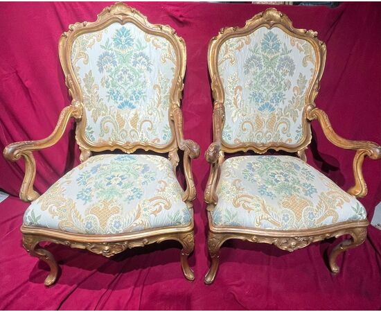 Eccezionale Coppia poltrone - Venezia . “Ca’ Rezzonico” 1750 c.a