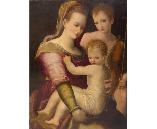 "Madonna con Bambino e S.Giovannino" dipinto su tavola XVI secolo.